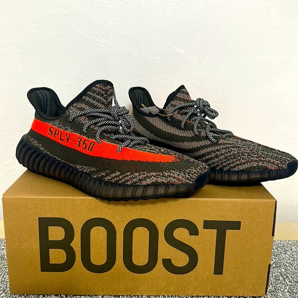 1-Yeezy Boost 350 V2 Carbel/Steel Gray/Solar Red Style#HQ7045, Shoe/Sneaker, 12 - Picture 13 of 17